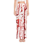 Dripping Blood Print High Slit Maxi Skirt