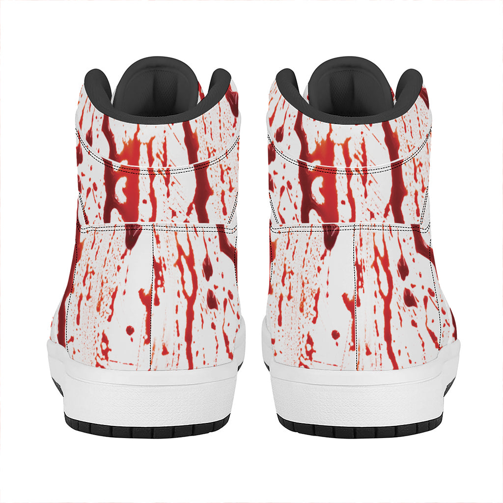 Dripping Blood Print High Top Leather Sneakers