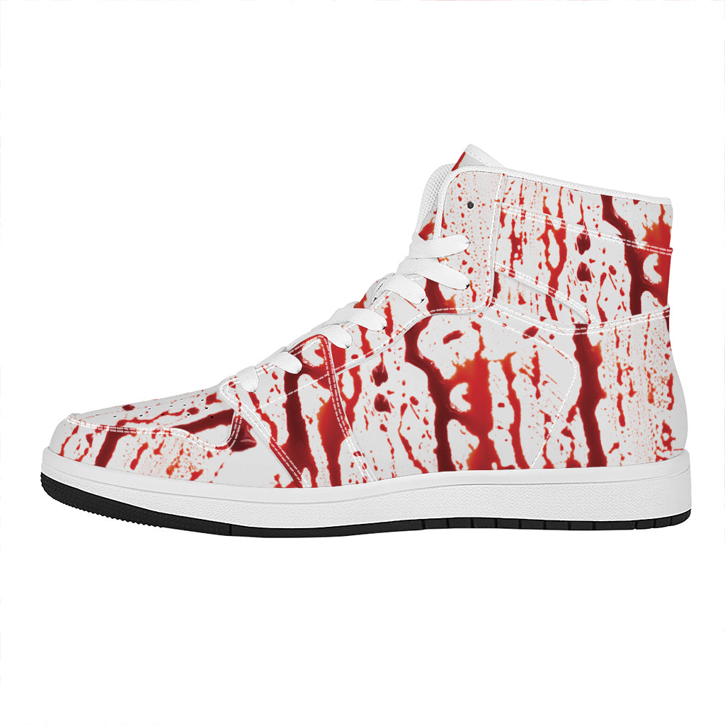 Dripping Blood Print High Top Leather Sneakers