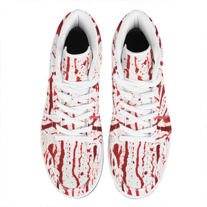 Dripping Blood Print High Top Leather Sneakers