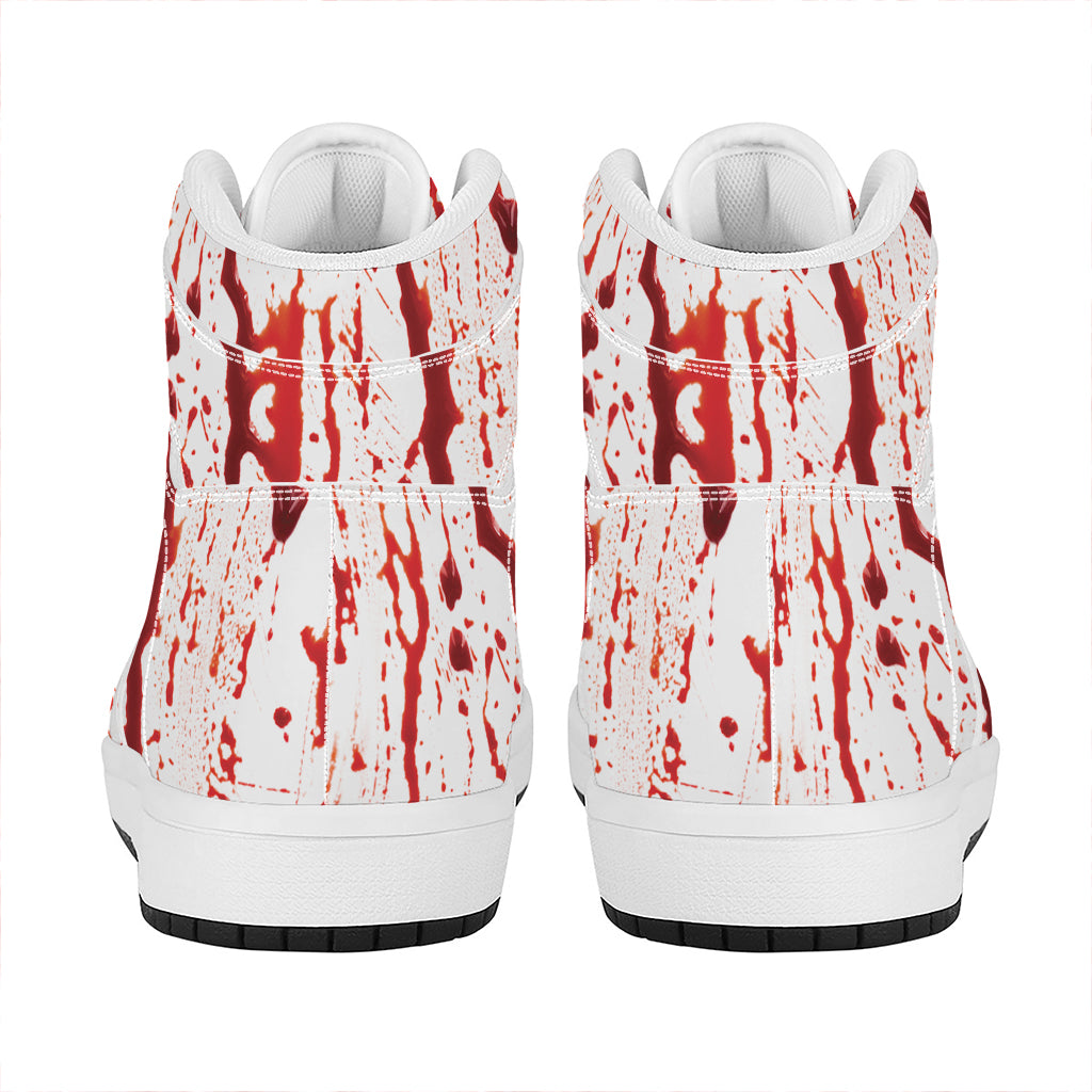 Dripping Blood Print High Top Leather Sneakers