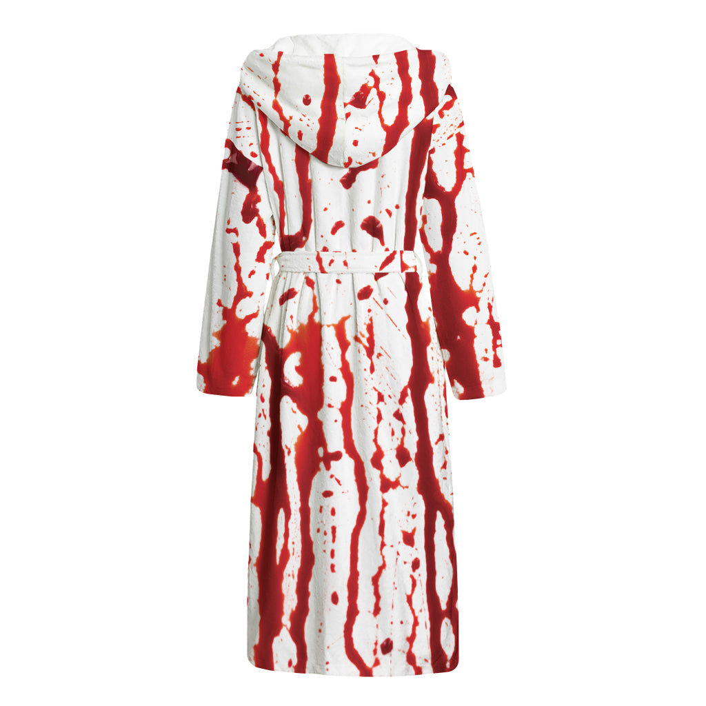 Dripping Blood Print Hooded Bathrobe