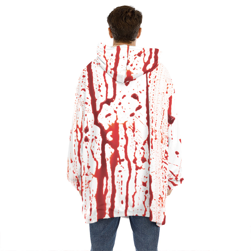Dripping Blood Print Hoodie Blanket