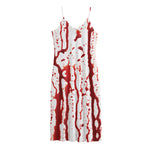 Dripping Blood Print Jersey Midi Cami Dress