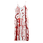 Dripping Blood Print Jersey Midi Cami Dress