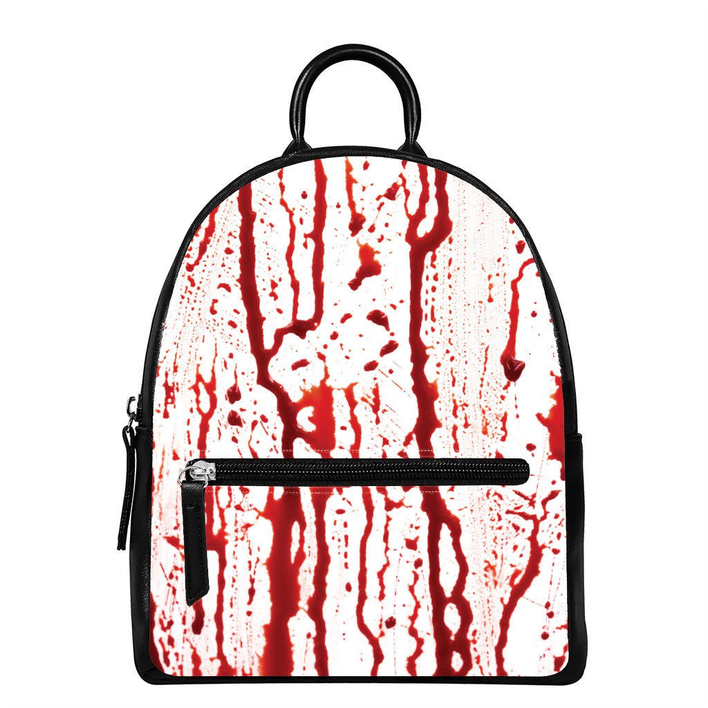 Dripping Blood Print Leather Backpack