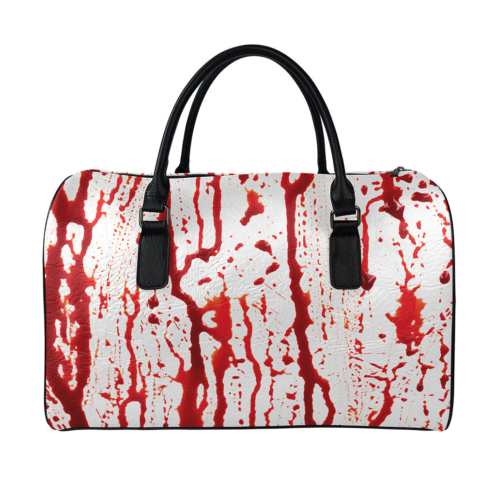 Dripping Blood Print Leather Duffle Bag