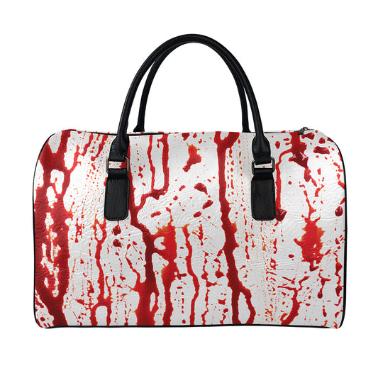Dripping Blood Print Leather Duffle Bag