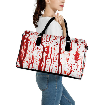 Dripping Blood Print Leather Duffle Bag