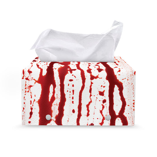Dripping Blood Print Leather Tissue Box Cover