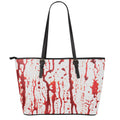 Dripping Blood Print Leather Tote Bag With Zipper