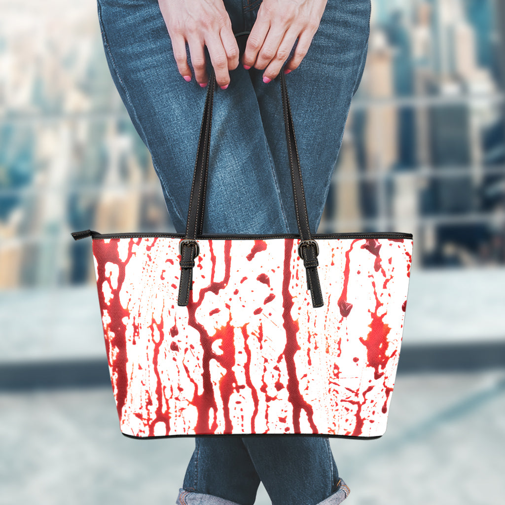 Dripping Blood Print Leather Tote Bag