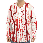 Dripping Blood Print Long Sleeve Baseball Jersey