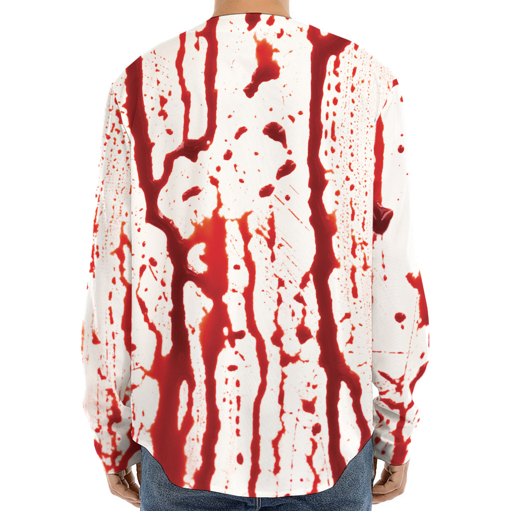 Dripping Blood Print Long Sleeve Baseball Jersey