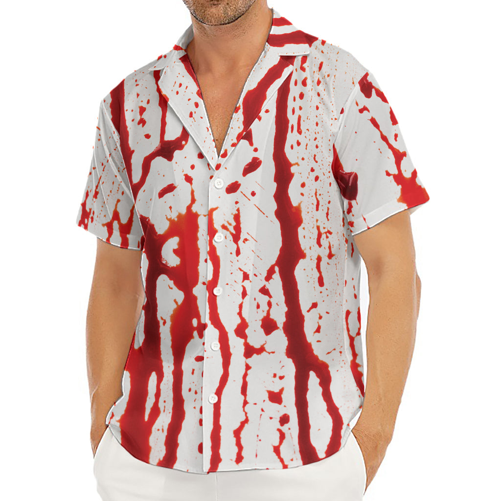 Dripping Blood Print Men's Deep V-Neck Shirt