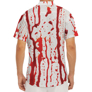 Dripping Blood Print Men's Deep V-Neck Shirt