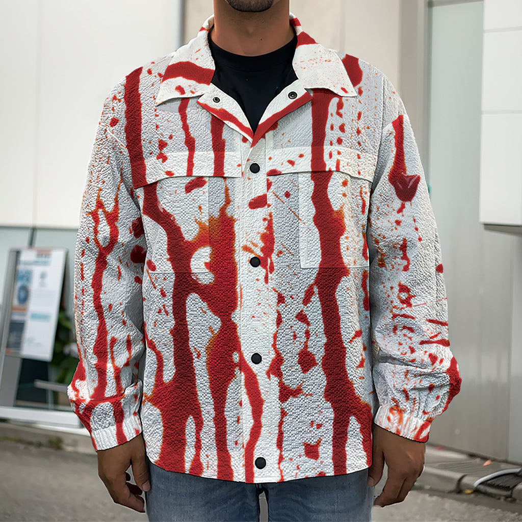 Dripping Blood Print Men's Shirt Jacket