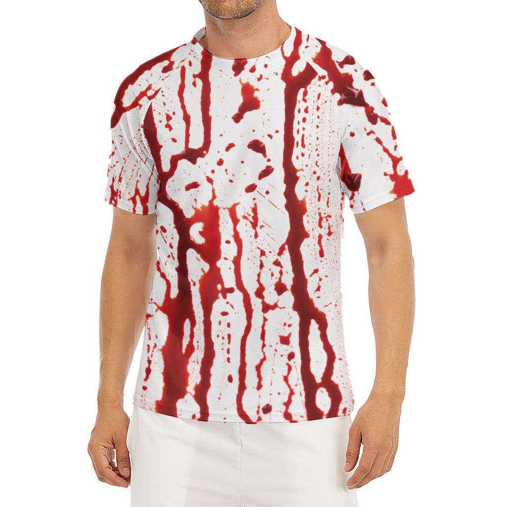 Dripping Blood Print Men's Short Sleeve Rash Guard