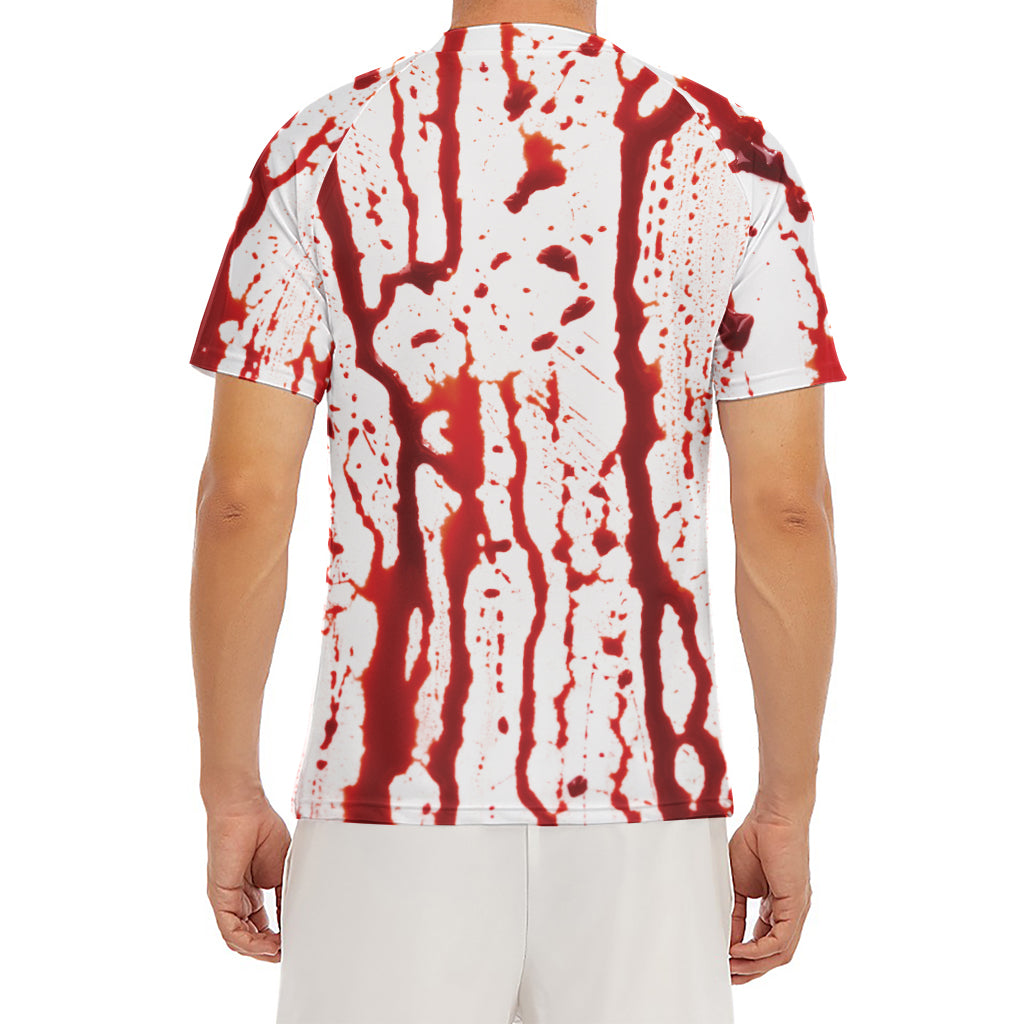 Dripping Blood Print Men's Short Sleeve Rash Guard