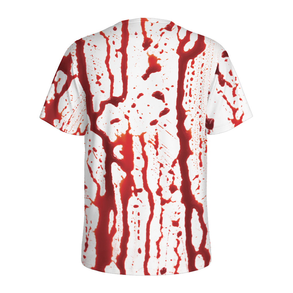 Dripping Blood Print Men's Sports T-Shirt