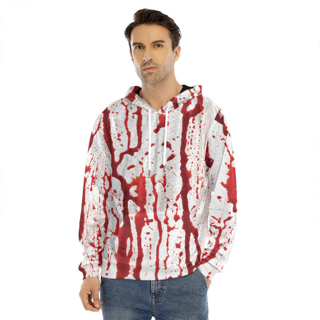 Dripping Blood Print Men's Velvet Pullover Hoodie