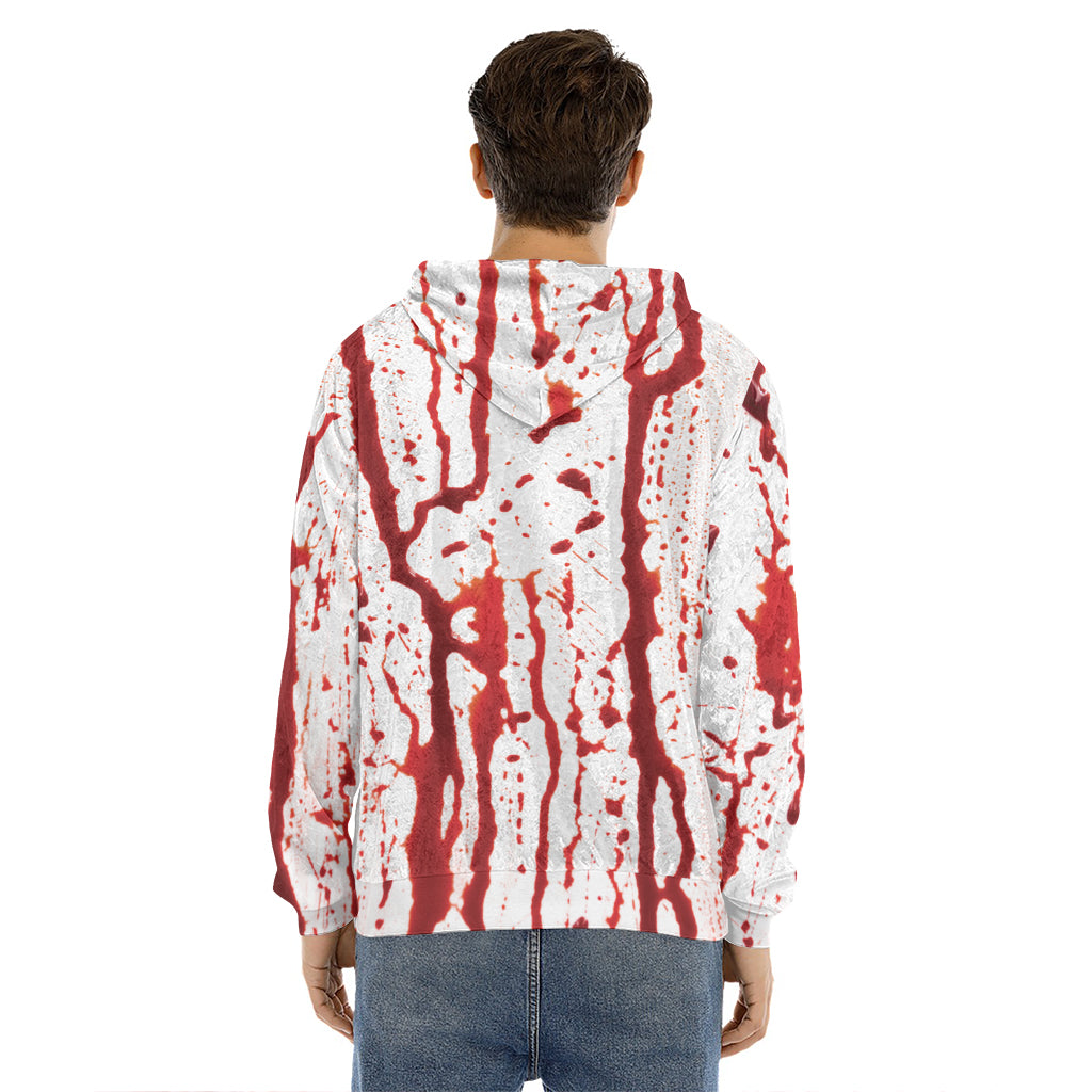 Dripping Blood Print Men's Velvet Pullover Hoodie