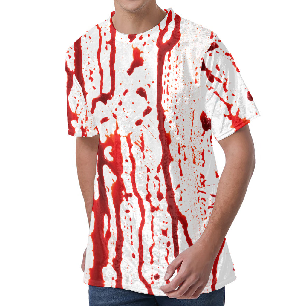 Dripping Blood Print Men's Velvet T-Shirt