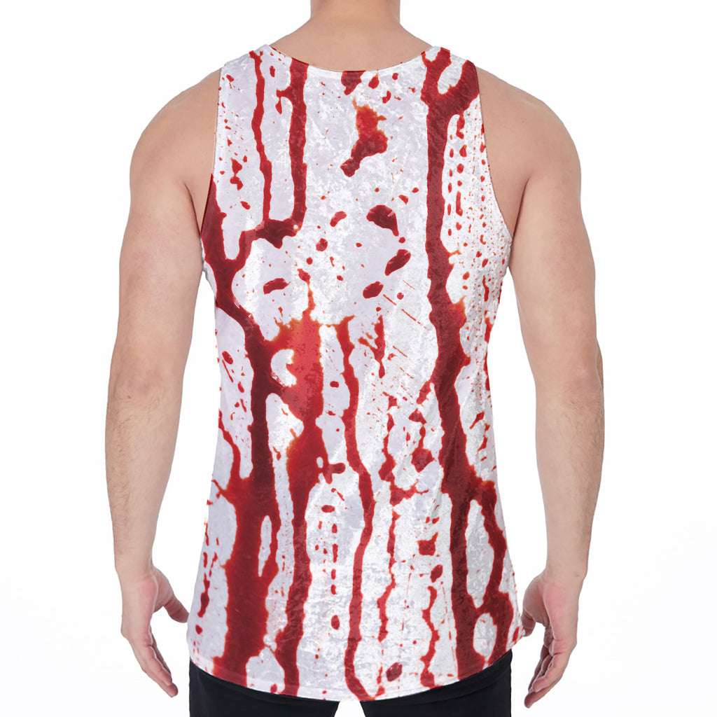 Dripping Blood Print Men's Velvet Tank Top