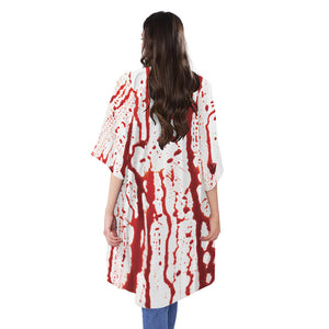 Dripping Blood Print Open Front Beach Cover Up