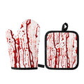 Dripping Blood Print Oven Mitt And Pot Holder Set