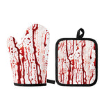 Dripping Blood Print Oven Mitt And Pot Holder Set