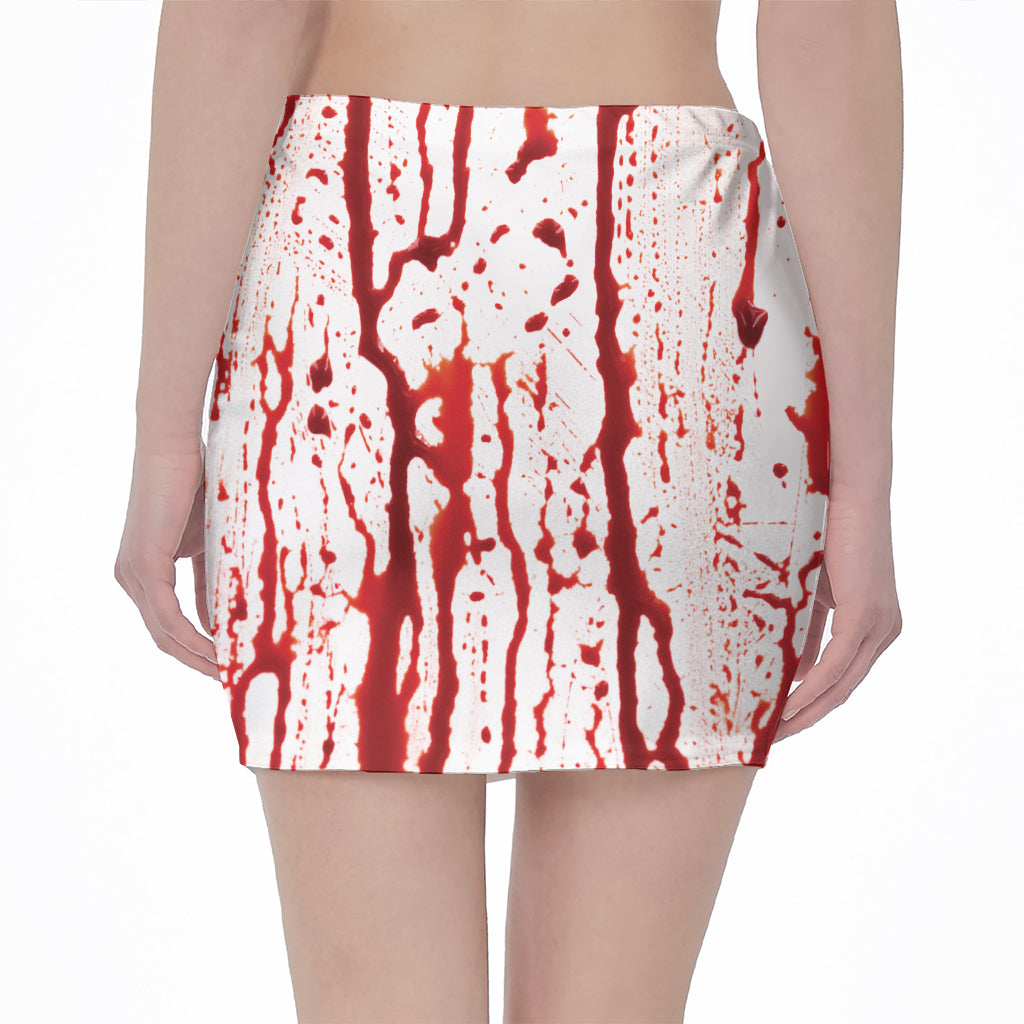 Dripping Blood Print Pencil Mini Skirt