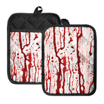 Dripping Blood Print Pot Holders With Pocket