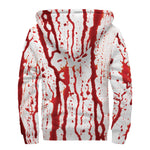 Dripping Blood Print Sherpa Lined Zip Up Hoodie