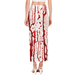 Dripping Blood Print Side Slit Maxi Skirt