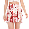 Dripping Blood Print Side Slit Mini Skirt