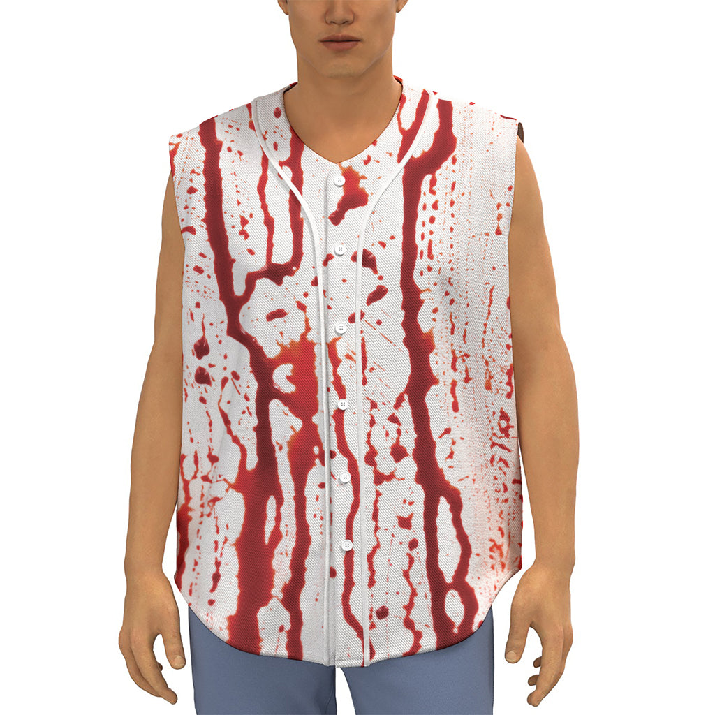 Dripping Blood Print Sleeveless Baseball Jersey