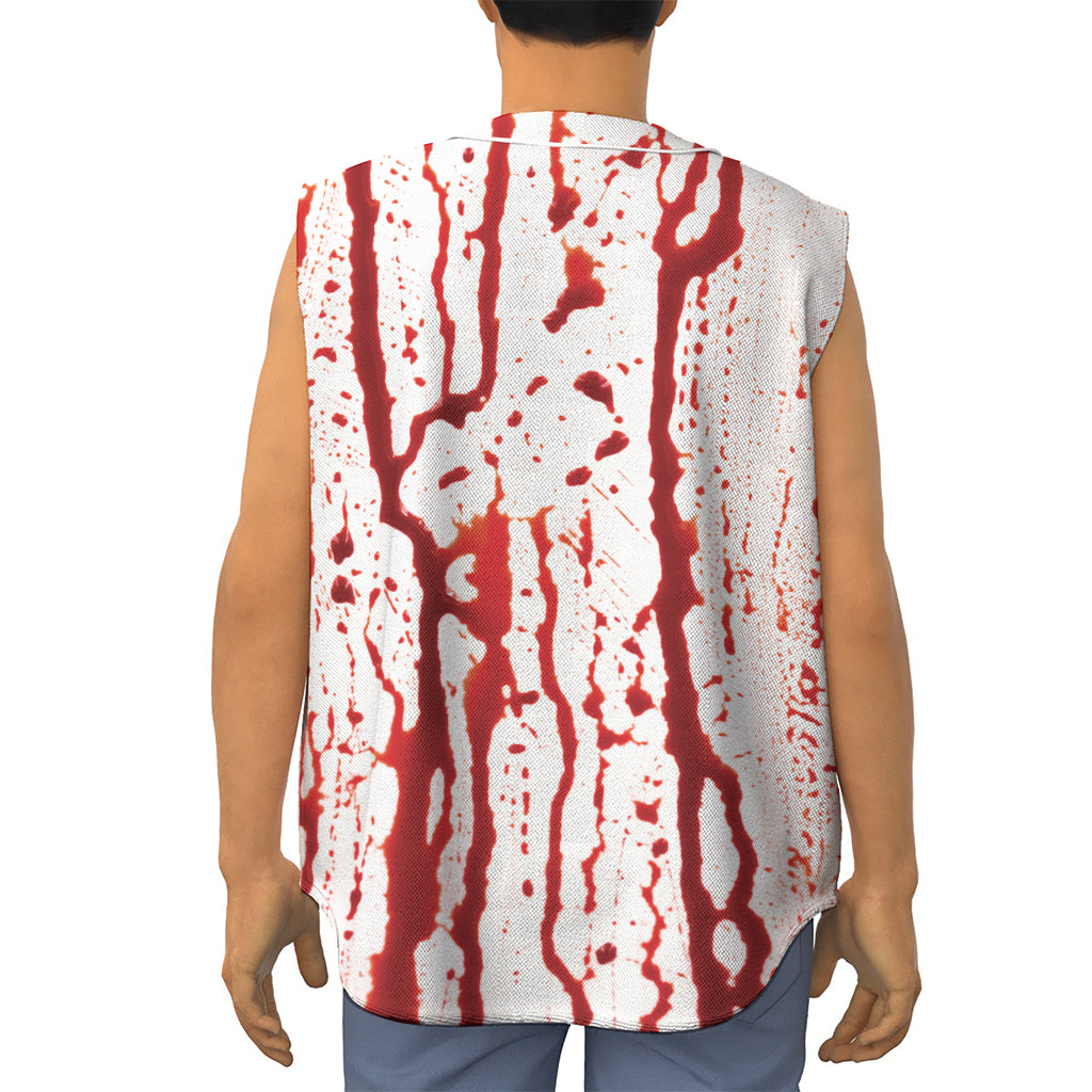 Dripping Blood Print Sleeveless Baseball Jersey