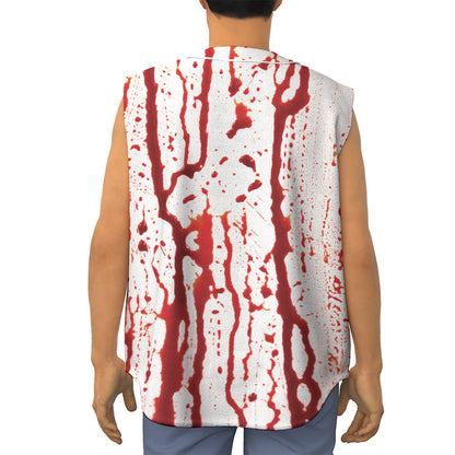 Dripping Blood Print Sleeveless Baseball Jersey