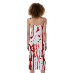 Dripping Blood Print Slim Fit Midi Cami Dress