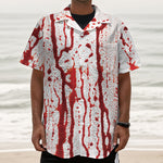 Dripping Blood Print Textured Short Sleeve Shirt