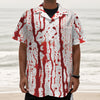 Dripping Blood Print Textured Short Sleeve Shirt