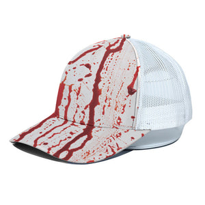 Dripping Blood Print White Mesh Trucker Cap