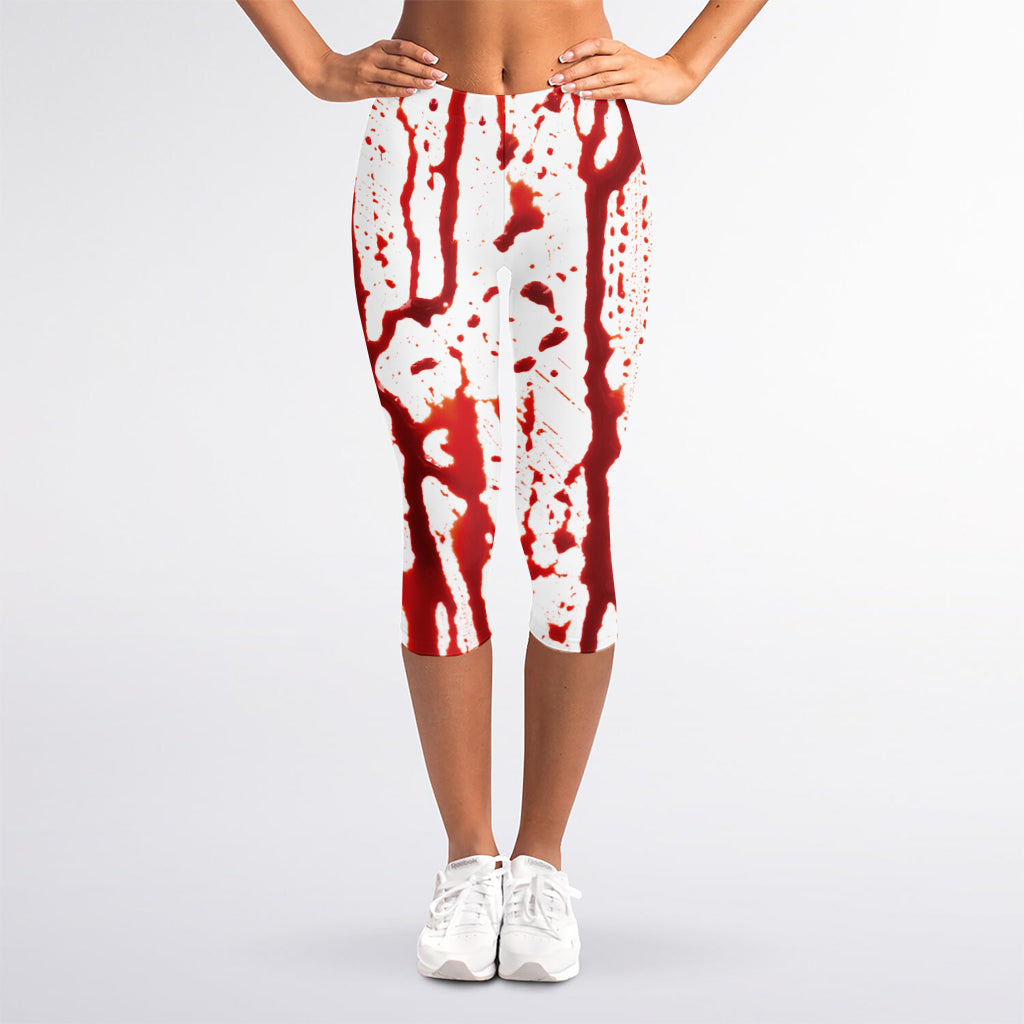 Dripping Blood Print Women's Capri Leggings