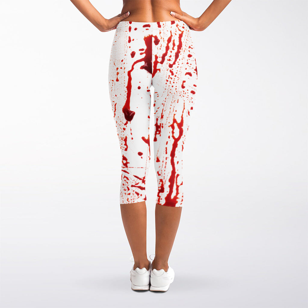 Dripping Blood Print Women's Capri Leggings