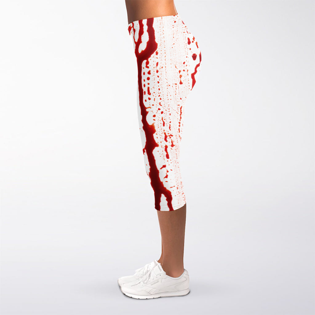 Dripping Blood Print Women's Capri Leggings