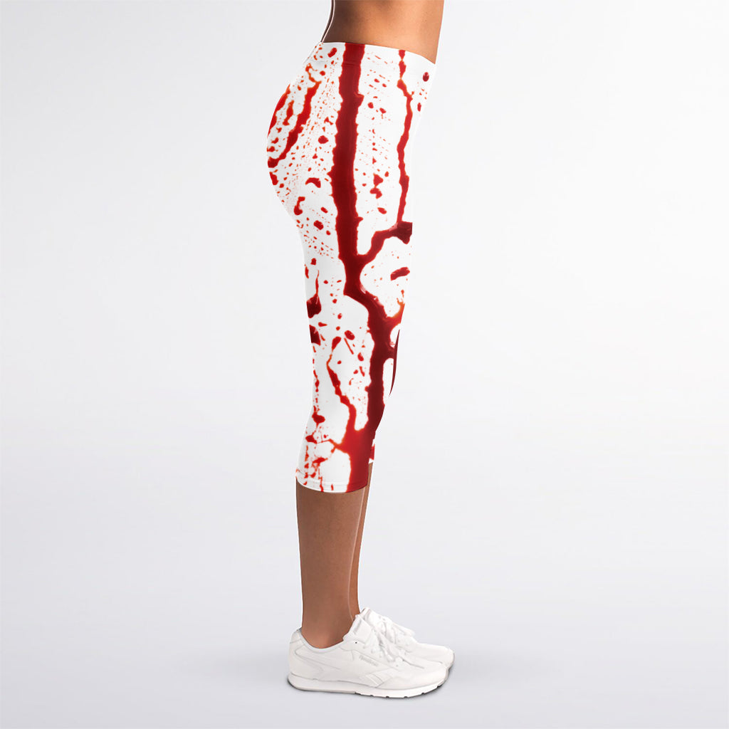 Dripping Blood Print Women's Capri Leggings