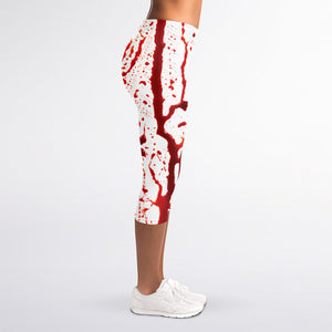 Dripping Blood Print Women's Capri Leggings