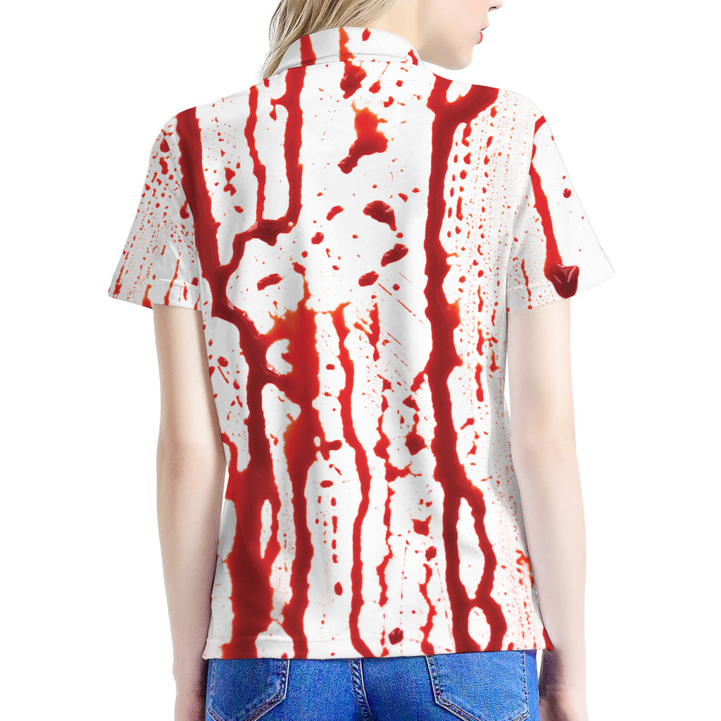 Dripping Blood Print Women's Polo Shirt