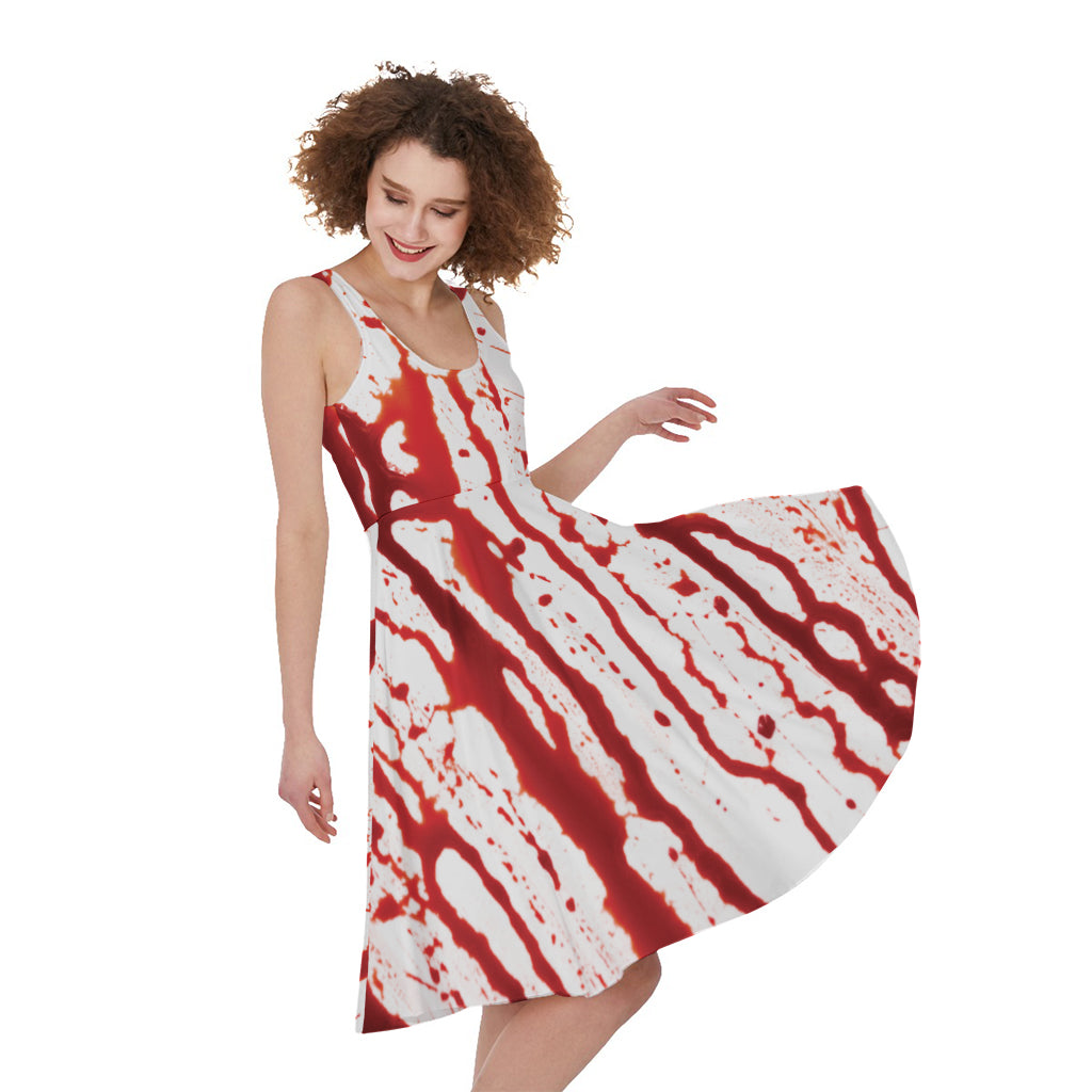 Dripping Blood Print Women's Sleeveless Dress